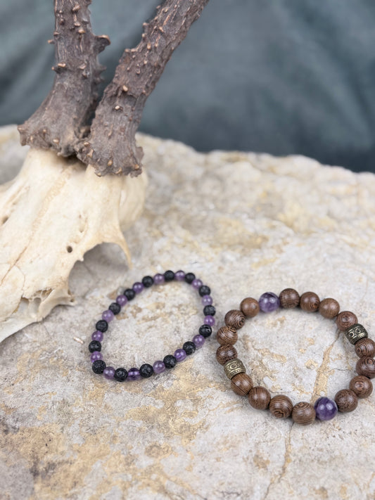 Nachtschatten – Armband-Set mit Amethyst & Lavastein