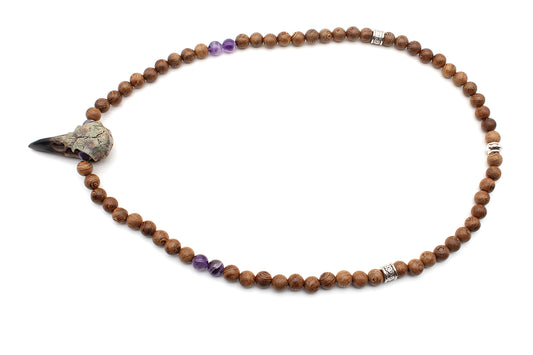 Wächter der Schatten – Rabenschädel Halskette mit Amethyst