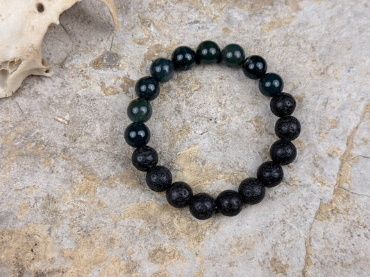 Erdkraft – Armband aus Lavastein & Chrysokoll