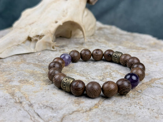 Armband „Nachtweise“ – Amethyst & Antik-Gold